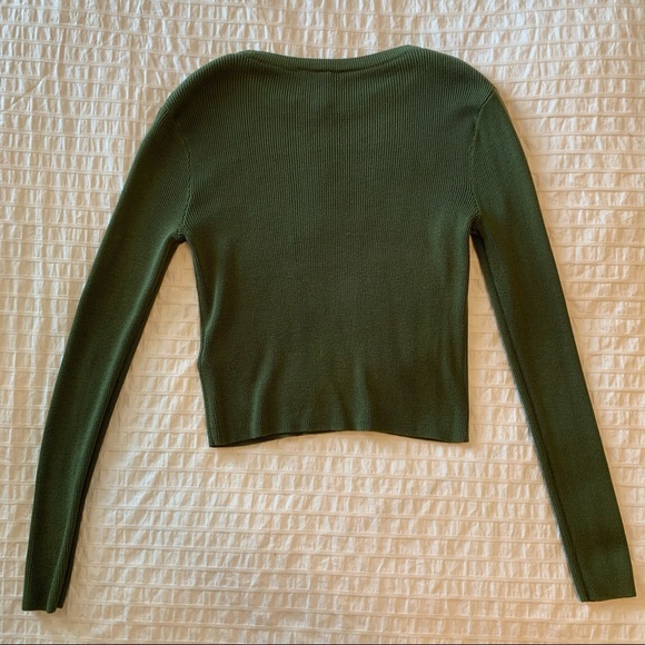 H&M Green Cropped Ribbed Sweater - Picture 3 of 3